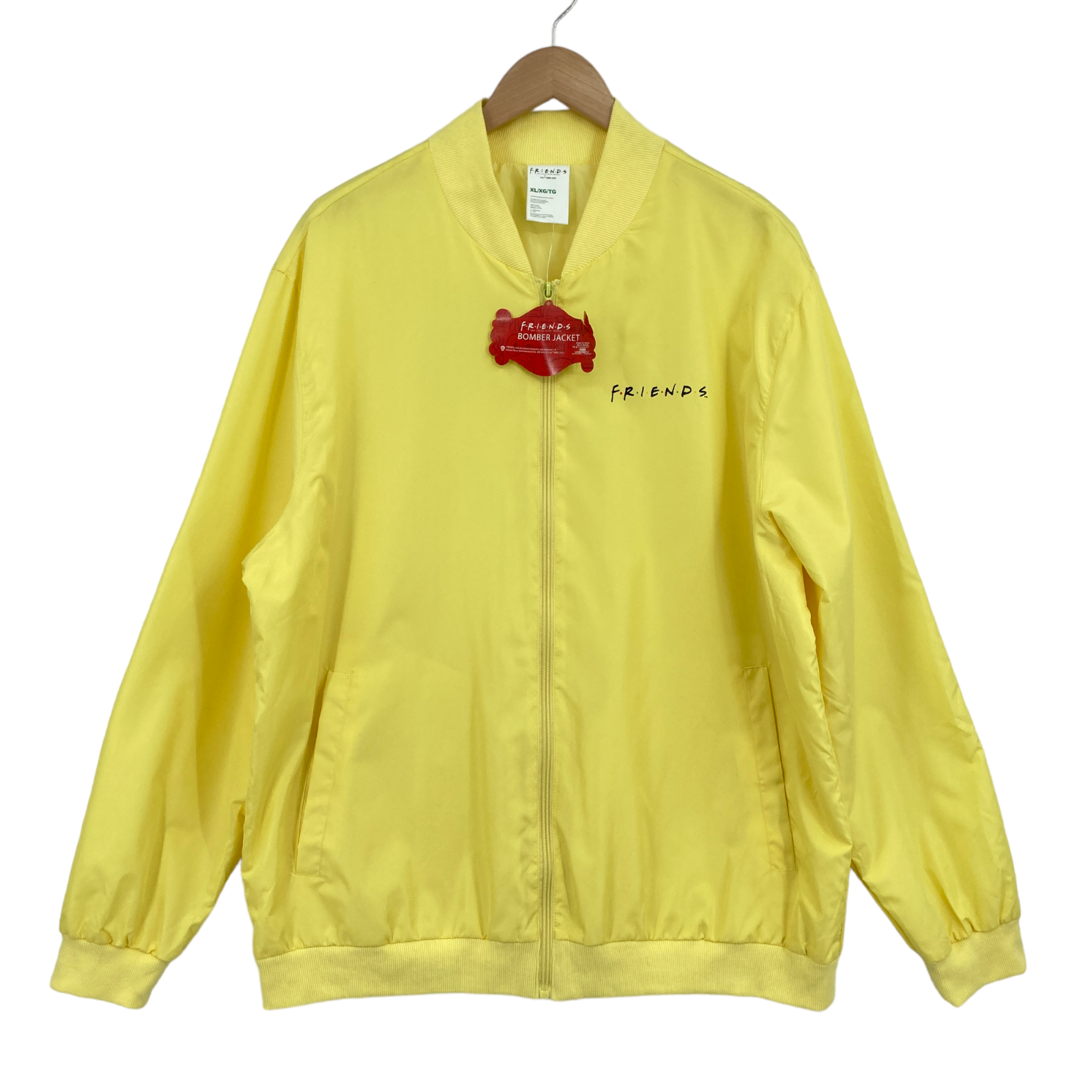 Friends TV Show Yellow Bomber Jacket for Men XL with Logo Pockets & Full Zipper-image
