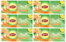 6 LIPTON CITRUS Flavored Green Tea Lemon, Lime & Orange Flavor 25 Teabags Boxes