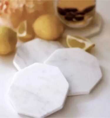 NEW *Artisan* White Marble Coasters Set of 4