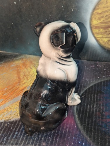 Lindo Boston Terrier Pug Perro Cachorro Japón Negro Blanco Lusterware 6.5" de colección - Imagen 6 de 18