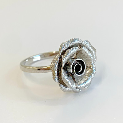 925 Sterling Silber Ring Rose Blume verziert - Größe R
