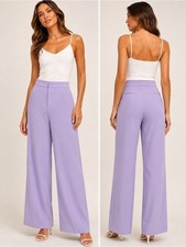 Alice + Olivia Solstice Lavender Wide Leg Pants Sz 6 NWT High Rise MSRP $330