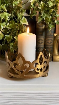 Vintage Kerzenständer Messing Fleur de Lis