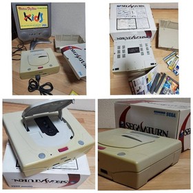 SEGA Saturn White Console HST-0014 Set w/ HORIPAD, Memory & 13 Games Japan