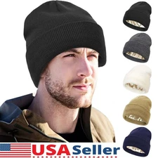 Women Men Satin Lined Beanie Knit Hats Winter Warm Hats Silk Lined Beanie Cap