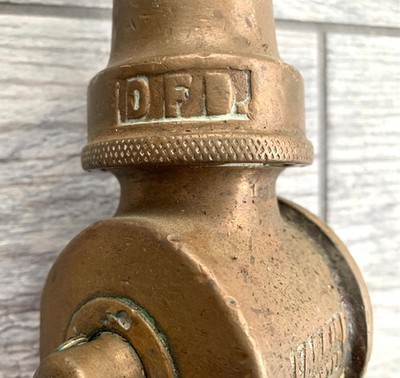 18'' embossed ''DFD'' DETROIT FIRE DEPT LARKIN Nozzle Brass DETROIT HISTORY!