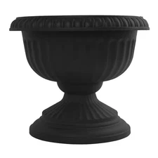 Black Urn Planter Plastic Garden Flower Pot Outdoor Planter Wide Durable 12 in