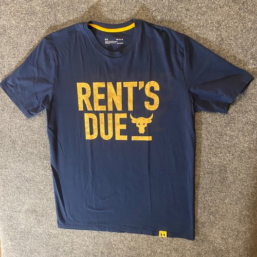 Under Armour T-Shirt Mens M Navy HeatGear Loose Graphic RENTS DUE Project Rock