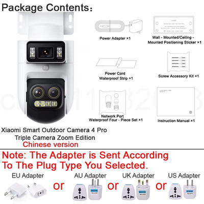 New Smart Outdoor Camera 4 Pro Triple Camera Zoom Edition，360° 5MP 3K，9X Hybrid 