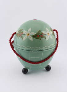 Vintage hand painted yarn holder dispenser cottage core folk art