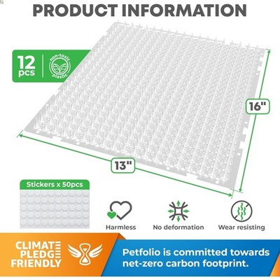 Large 16x13 Inch Scat Mat for Cats - 12 Pack Humane Animal Deterrent Solution
