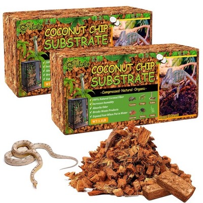 Riare 2 Pack Natural Coconut Chip Substrate for Reptiles- Compressed 2 