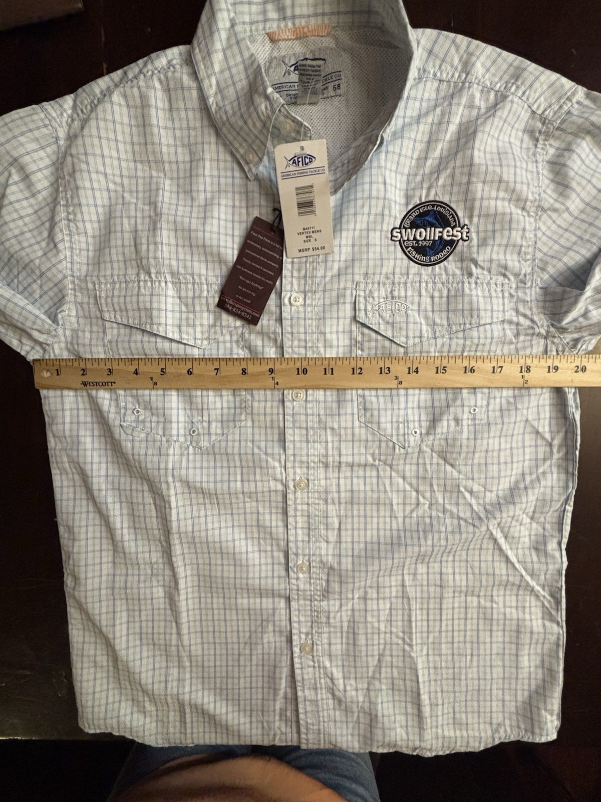 AFTCO Vented Fishing Shirt Mens Size S Short Sleeve Blue New AFTECH NWT Swoll 