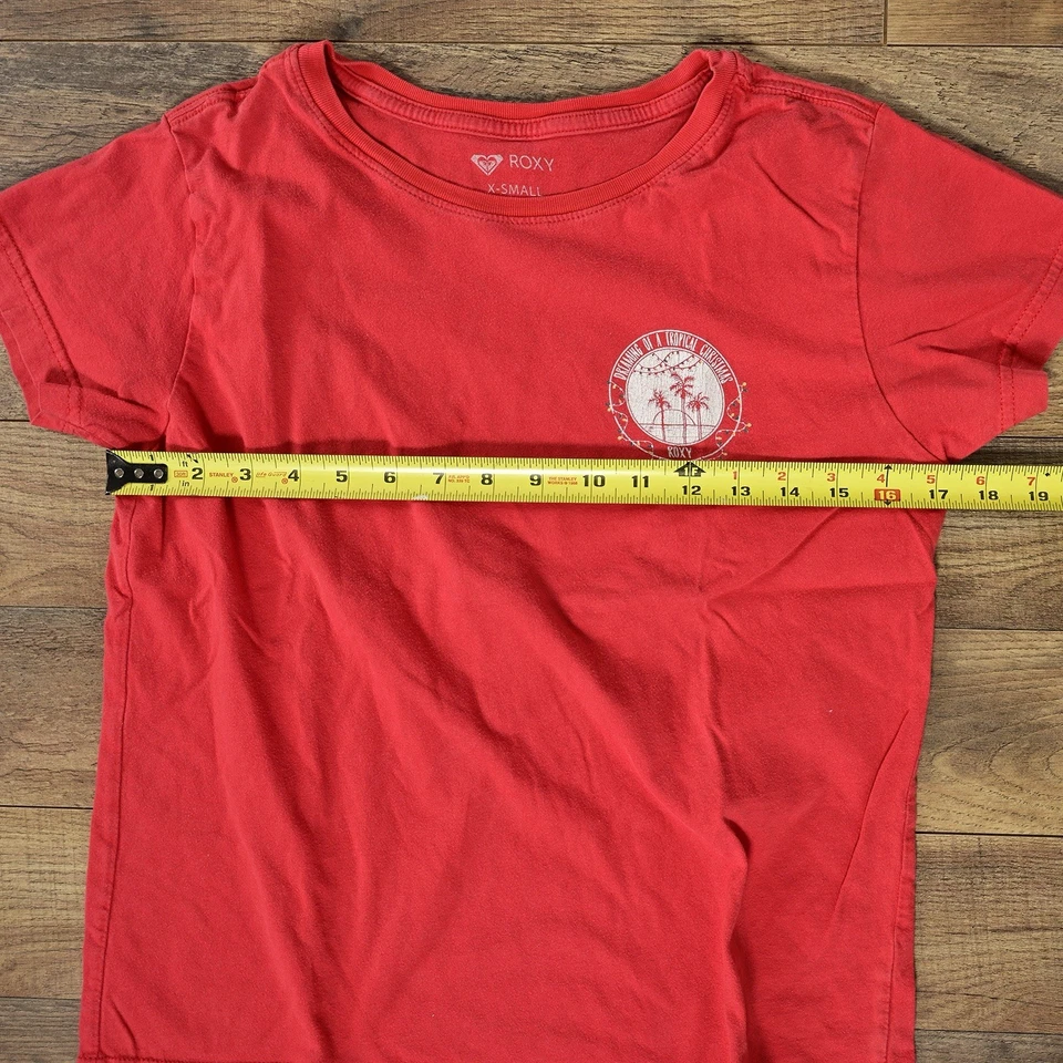 Camiseta Roxy Mujer’s XS Roja y Blanca I’m Dreaming Of A Tropical Navidad Gráfica Foto 4 de 4