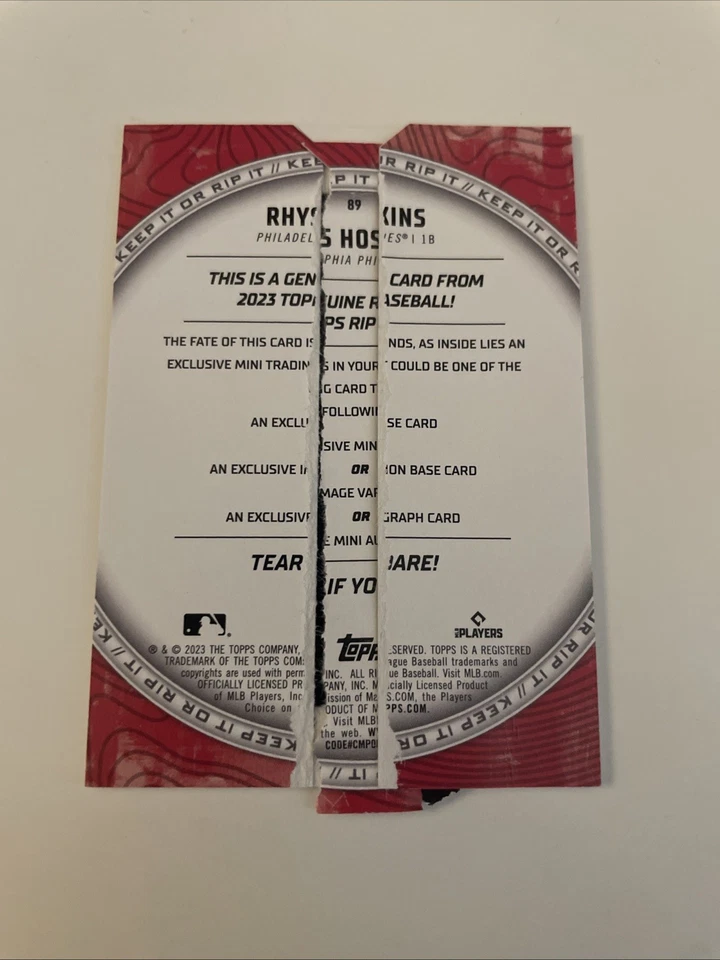 2023 TOPPS RIP Pink RHYS HOSKINS #/60 RIPPED - Image 2 of 2