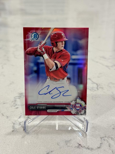 2017 Bowman Chrome Prospects #CPA-CS - COLE STOBBE - Red Refractor Auto #1/5