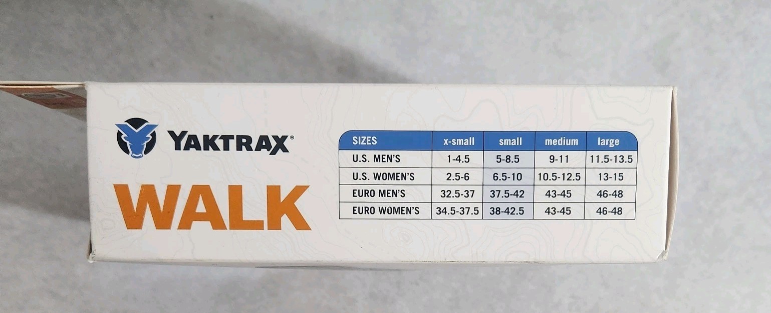 YakTrax Walk Winter Ice Traction Attachment For Shoe,, Black, Lightweight, New