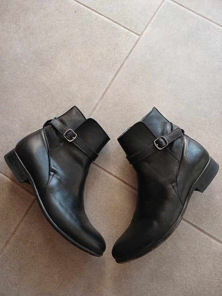 Women Navyboot Boots Black Leather 39 #B8JG