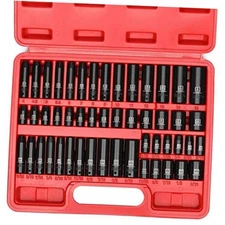  50 Pieces 1/4" Dr. Impact Socket Set, CR-V, 6 Point, Without Accessories