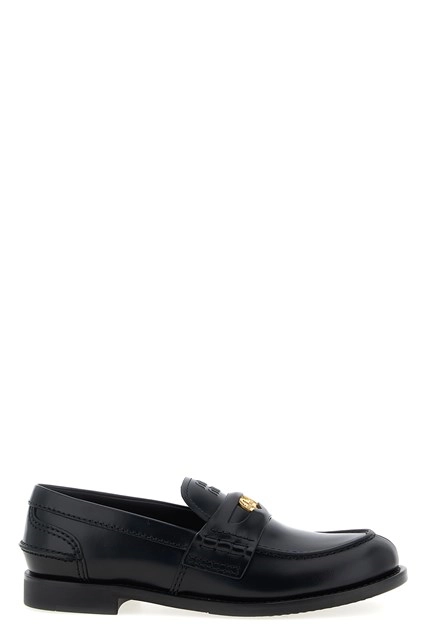 MIU MIU $1170 Black Brushed Leather Penny Loafers New And
