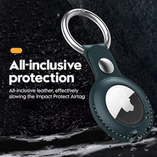 Image of For Apple AirTag Leather Loop Holder Keyring Carry Case Air Tag Tracker Air Tag