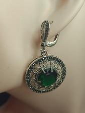 Beautiful Emerald 925 Silver Earrings