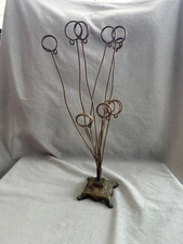 Vintage Brass Victorian Stand with 10 Brass Wire Loops Photo or Postcard Holders