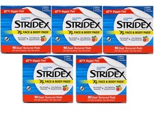 5 Pack Stridex XL Acne Pads 90 Ct Face  Body, Salicylic Acid, Alcohol Free