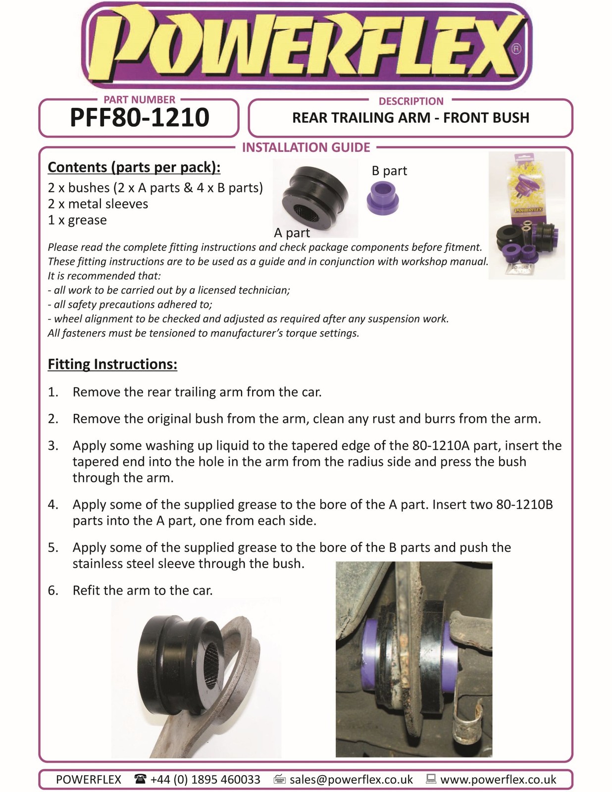PFR80-1210 Powerflex Road Rear Trailing Arm Front Bushes
