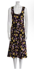 Kate Spade New York Blue Floral Print Sleeveless Dress with Ruffle Embellishment