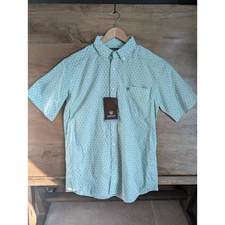 Ariat Dimitri Shirt Mens Small Green Floral Classic Fit Short Sleeve Button Down