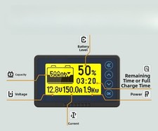 RV Battery Capacity Monitor 12V 48V Lithium Iron Phosphate Battery Meter