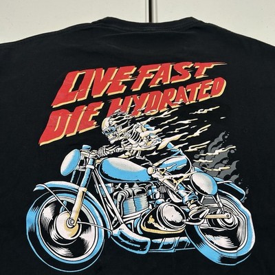 Liquid Death T Shirt Men's Size 2XL Live Fast Die Hydrated Skeleton Ghost Rider