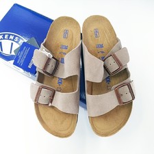Birkenstock Arizona Taupe Soft Footbed Suede Comfortable Clogs Women Men Sandals