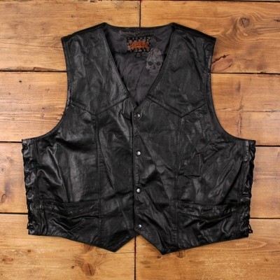 Vintage Street Steel Lederweste 56 Weste Biker schwarz