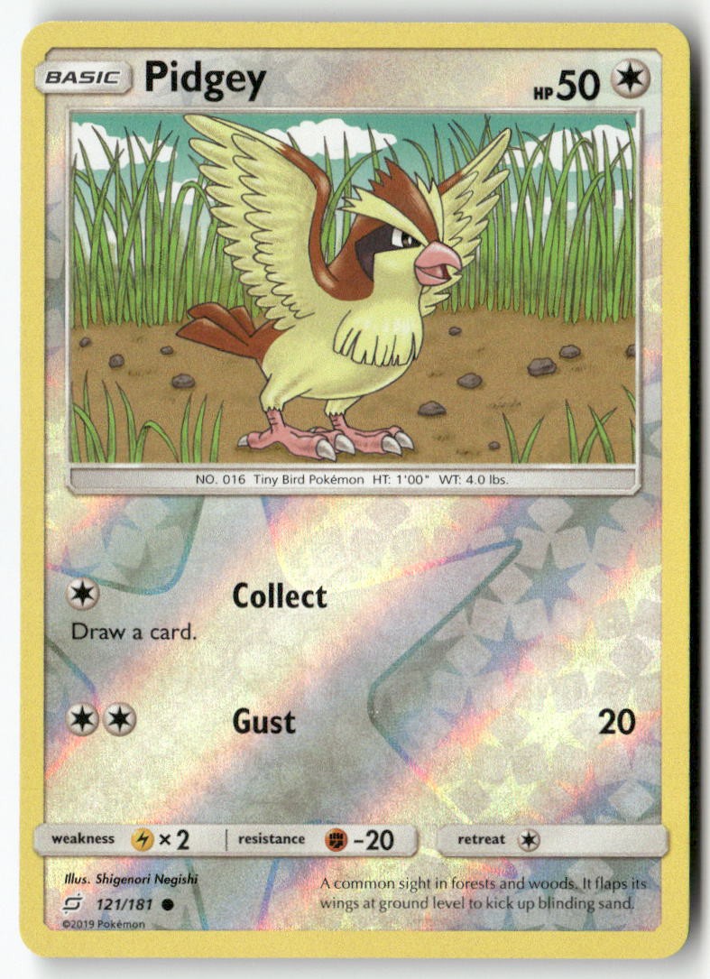 Pidgey 121/181 Common Team Up Pokemon Reverse Holo Lightly Played