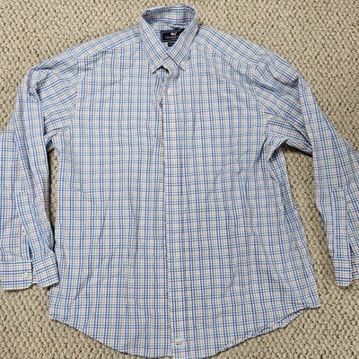 Vineyard Vines Shep & Ian Murray Shirt 100% Cotton Blue/Pink Plaid Spring Large
