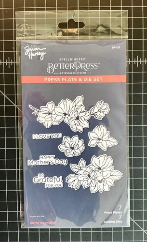 Spellbinders Spring Magnolias Press Plate & Die Set BP-157 RETIRED