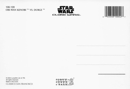 Postal de dibujos animados de Star Wars Clone Wars, Obi-Wan vs Durge, Classico #106-109 - Imagen 2 de 2