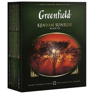 Greenfield Kenyan Sunrise Black Tea 100 Tea Bags RF No GMO Made In Russia