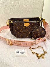 Louis Vuitton Multi Pochette Accessoires Monogram Pink Strap Coin Pouch Chain