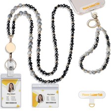 Beaded Retractable Lanyards for Badges and Keys with Durable Wrist Strap, Nur...