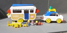 VTG 1972 Romper Room Weeble Wobbles Popup Camper Car  Accessories Hasbro