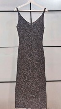 Black Mango Glitter Maxi Dress Women's Size Medium Sleeveless V Neck NWT Party