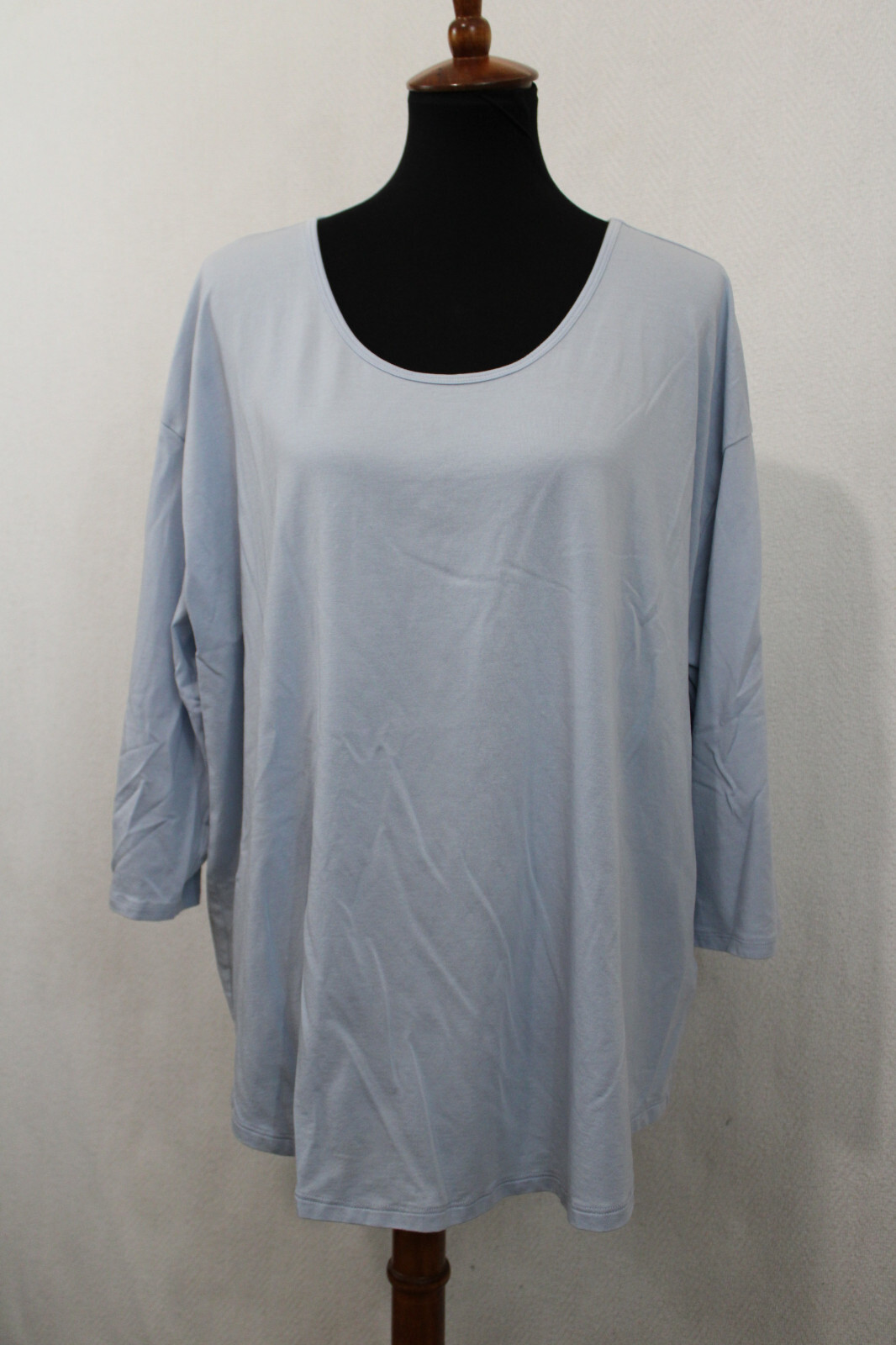 Lands End 2X Light Blue 3/4 Sleeve Tee Soft Cotton Modal Stretch 20W-22W