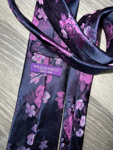 William Hunt Savile Row Purple Tie Silk Floral - Imagen 7 de 11