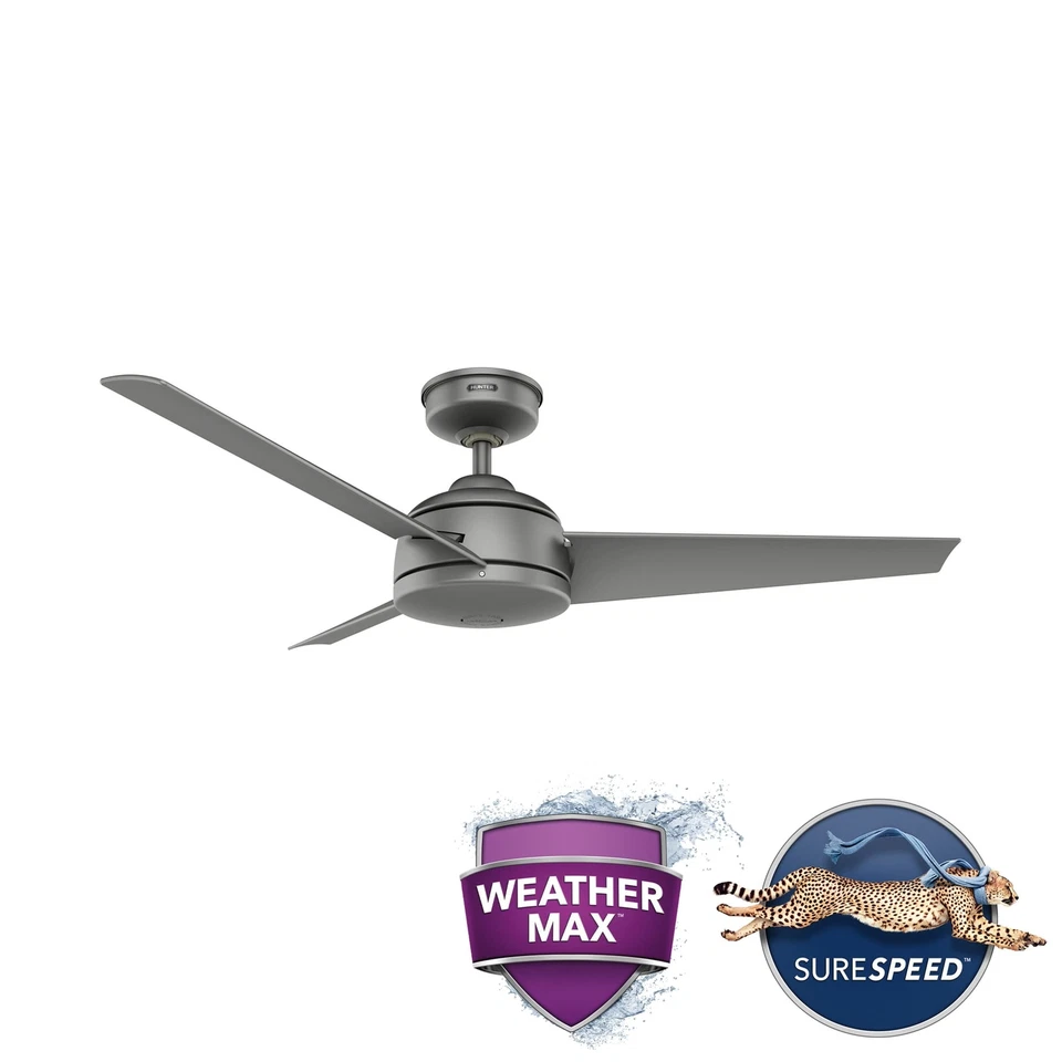 Hunter Fan Company 59608 Trimaran Ceiling Fan, 52, Matte Silver Finish - Image 2 of 4
