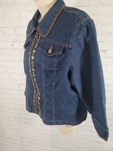 Ruby Rd Denim Blue Jean Long Sleeve Full Zip Jacket Size 18 - Picture 6 of 10