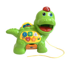 VTech Chomp Talk and Count Dino 10"x11" w Wheels On Legs  No chips  E1-48