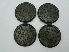 Set Of 4 Black Green Faux Leather Coasters